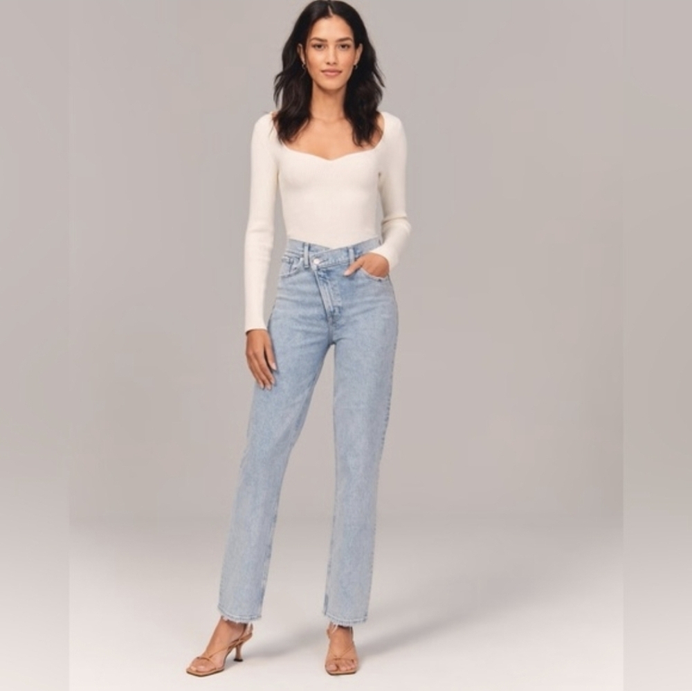 V Waist Abercrombie & Fitch Light Blue High Rise Jeans